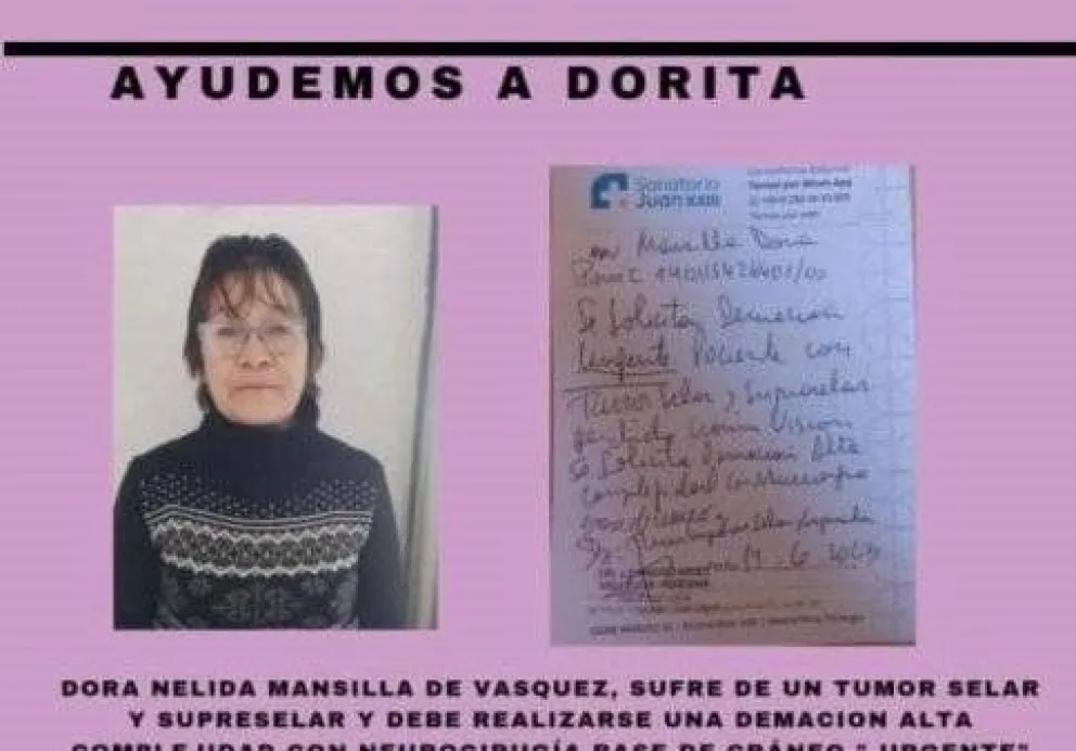 Un tumor la está dejando ciega y su familia busca ayuda para costear la operación 