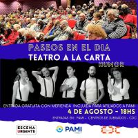 "Paseos en el Día": vuelven las obras de teatro y meriendas gratuitas para afiliados a PAMI de Roca