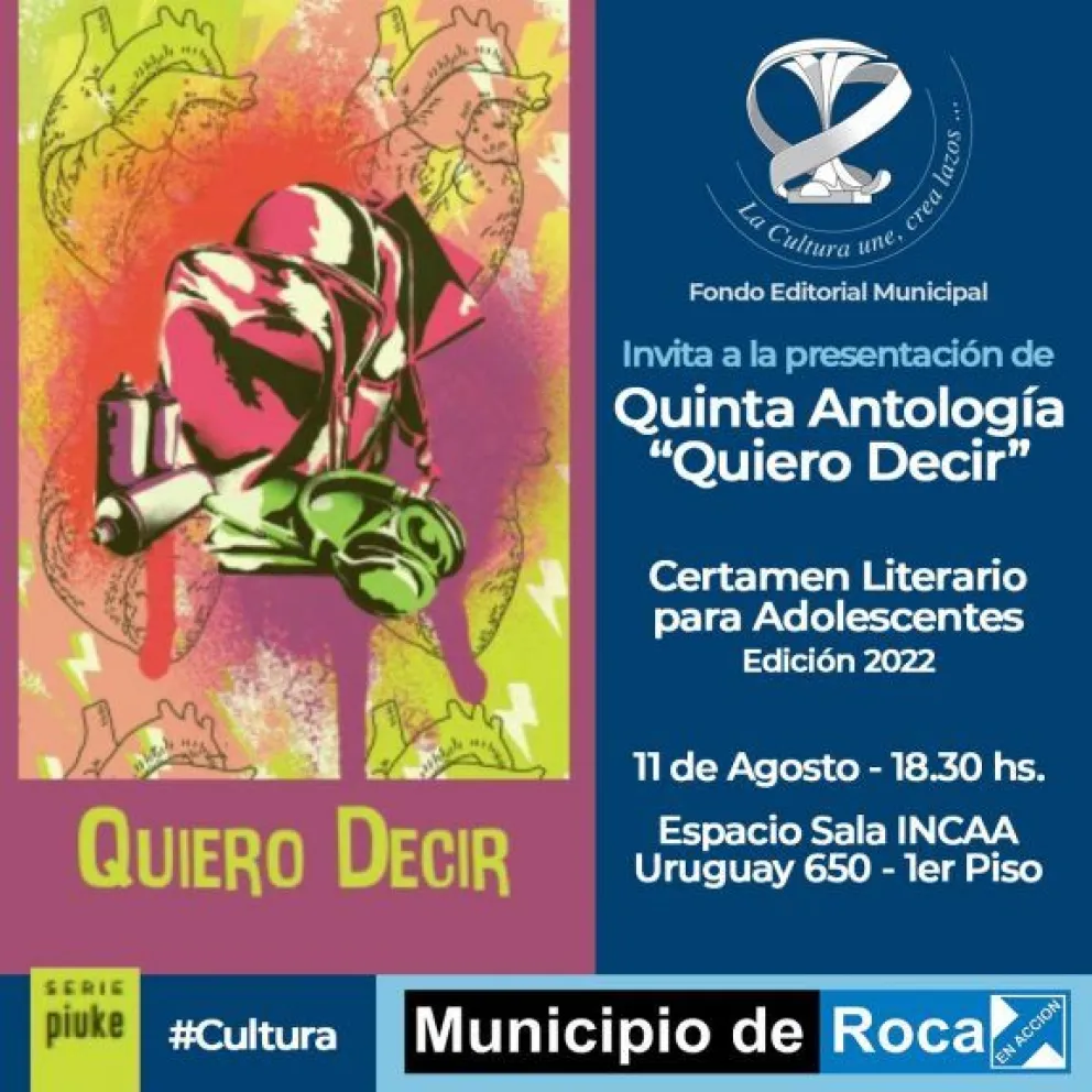 Invitan a la presentación de la Quinta Antología “Quiero decir” en Roca