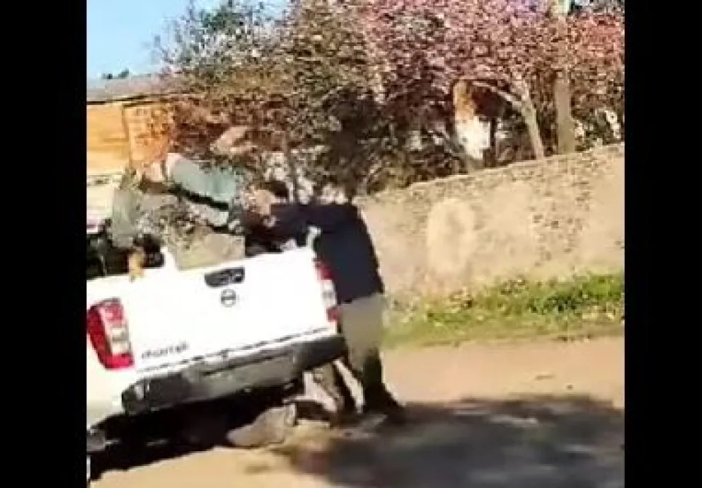 Video: vecinos atrapan a delincuente, lo atan y arrojan a un móvil policial