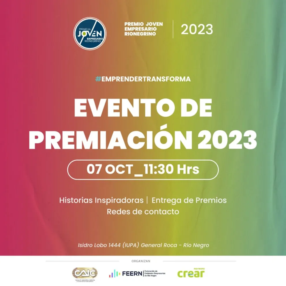 ¡No te pierdas de la invitación a la Premiación del Joven Empresario 2023 en Roca!
