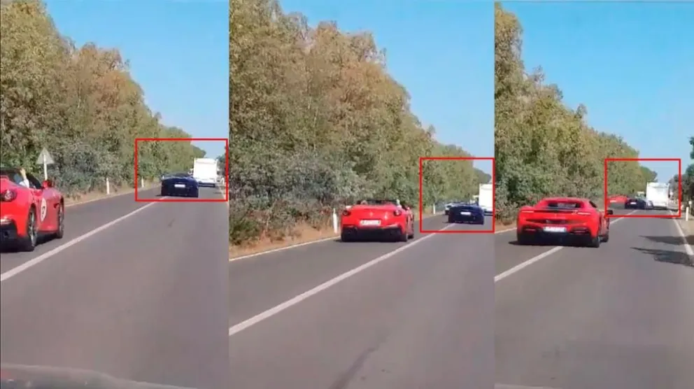 Video: la maniobra que causó dos muertes durante una caravana de Ferrari y Lamborghini