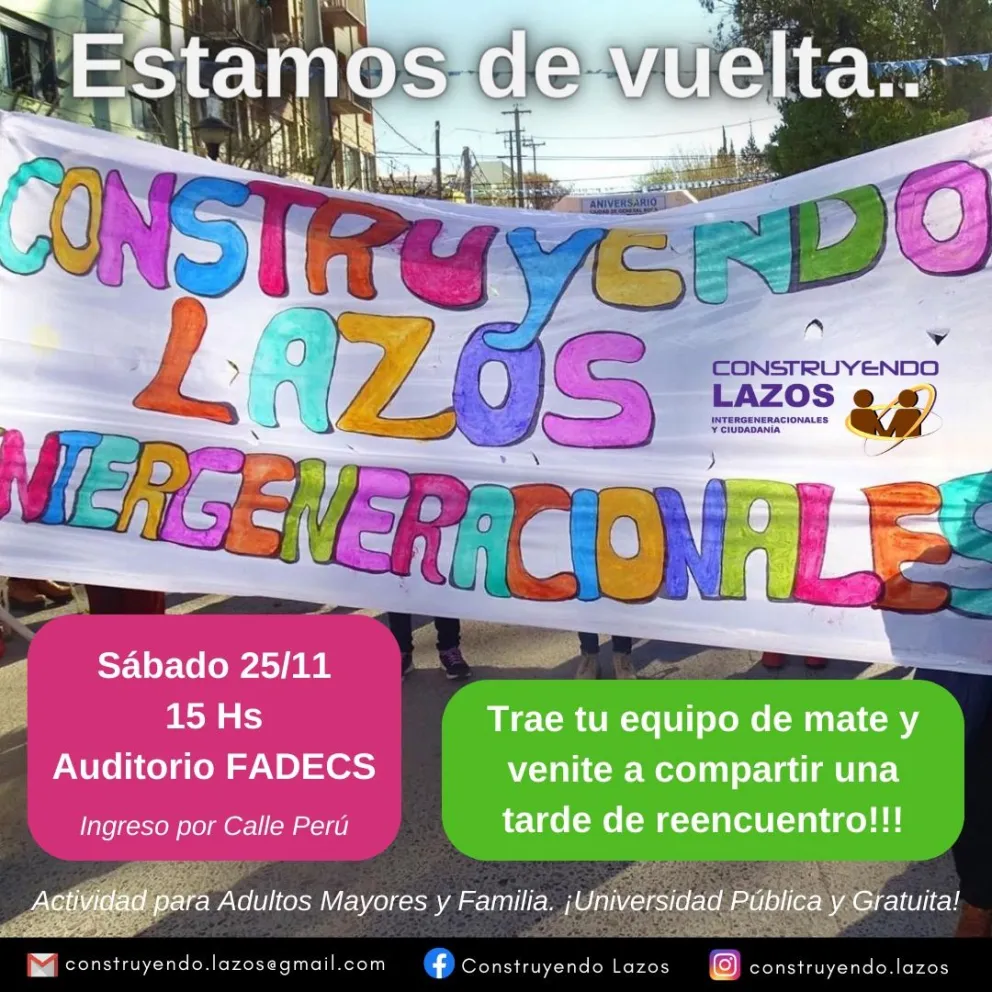 Vuelve "Construyendo lazos intergeneracionales y ciudadanía" a la Fadecs