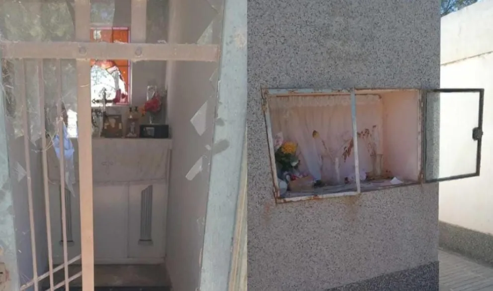 Otra vez causaron destrozos en un cementerio del Alto Valle: Saquearon nichos y robaron placas