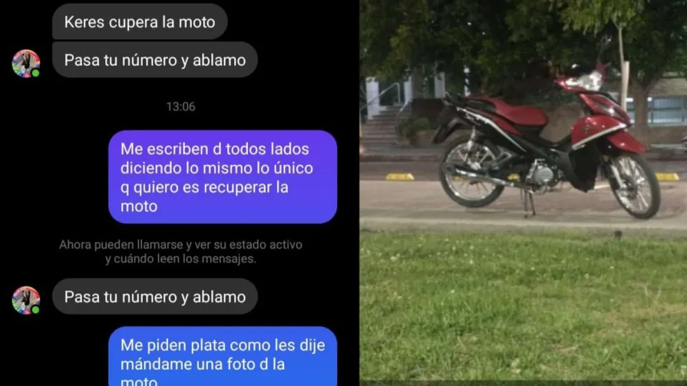 Publicó su moto robada y recibió mensajes que buscaban aprovecharse de la situación 
