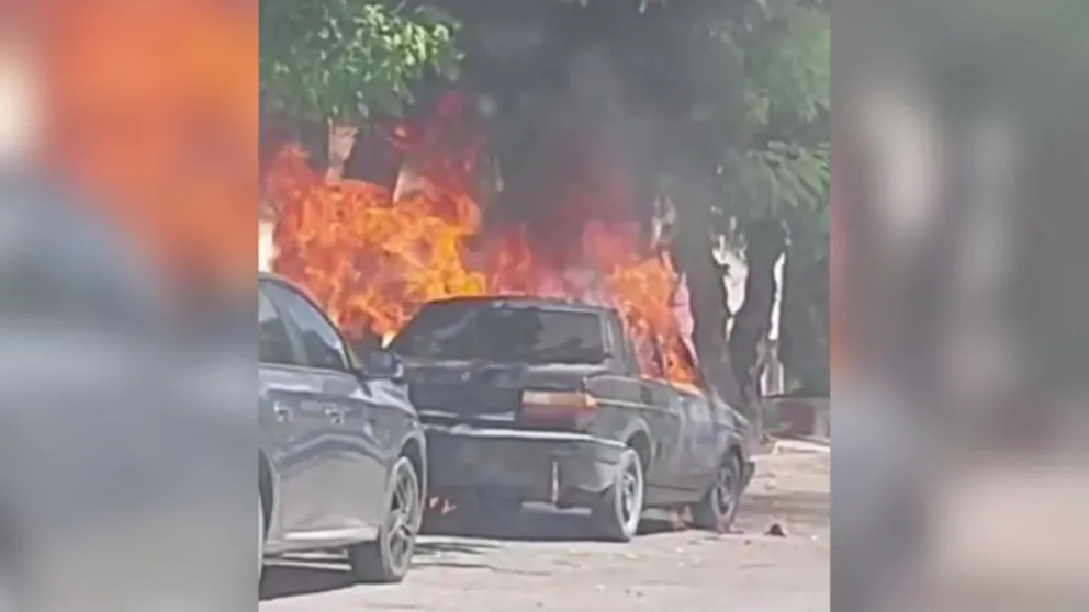 VIDEO: Se incendió un vehículo estacionado en el centro de Roca