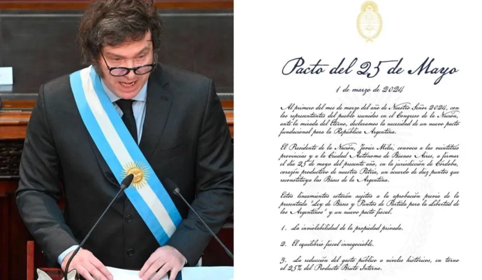 Qué dice el Pacto del 25 de Mayo, la propuesta que presentó Javier Milei