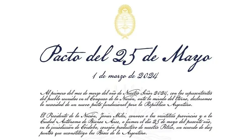 Se filtró un error ortográfico en la convocatoria al Pacto de Mayo