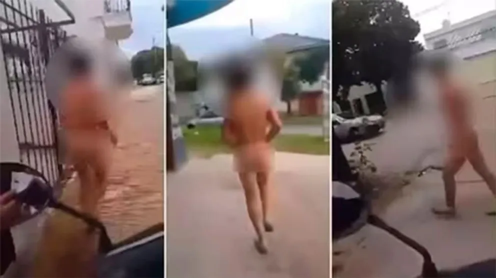 Video: lo engancharon robando y lo obligaron a correr desnudo por la calle en La Plata