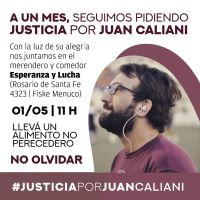 Realizarán una actividad en Roca para pedir justica por Juan Caliani 