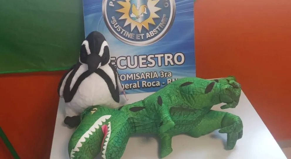 Insólito robo en el centro de Roca: rompieron la vidriera de un local y se llevaron dos peluches