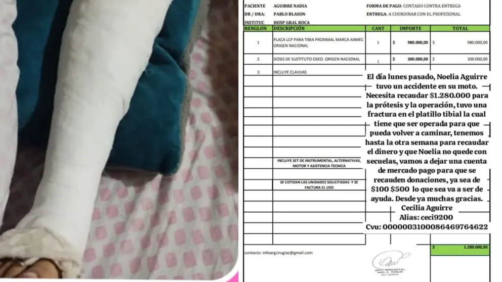 Una joven tuvo un accidente por las heladas, se fracturó y debe operarse de urgencia