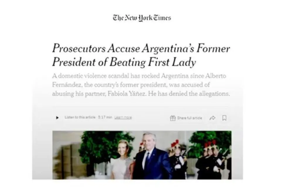El escándalo entre Alberto Fernández y Fabiola Yáñez llegó al New York Times