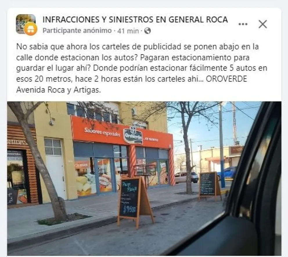 Polémica en Roca: ¿siempre está permitido colocar carteles en la calle para reservar estacionamiento?