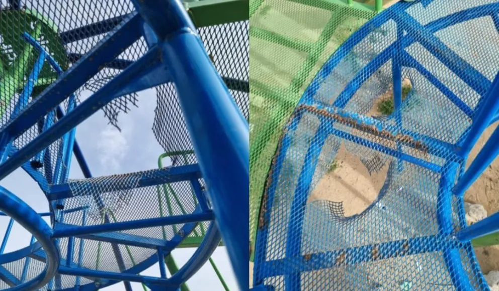 Un niño resultó gravemente herido debido a un tobogán roto en una plaza del barrio 250 viviendas