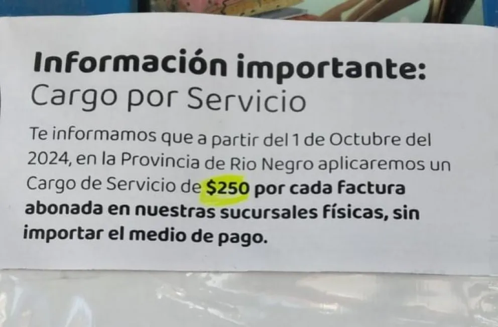 Malestar por el cobro de 250 pesos adicionales por factura en los Rapipago