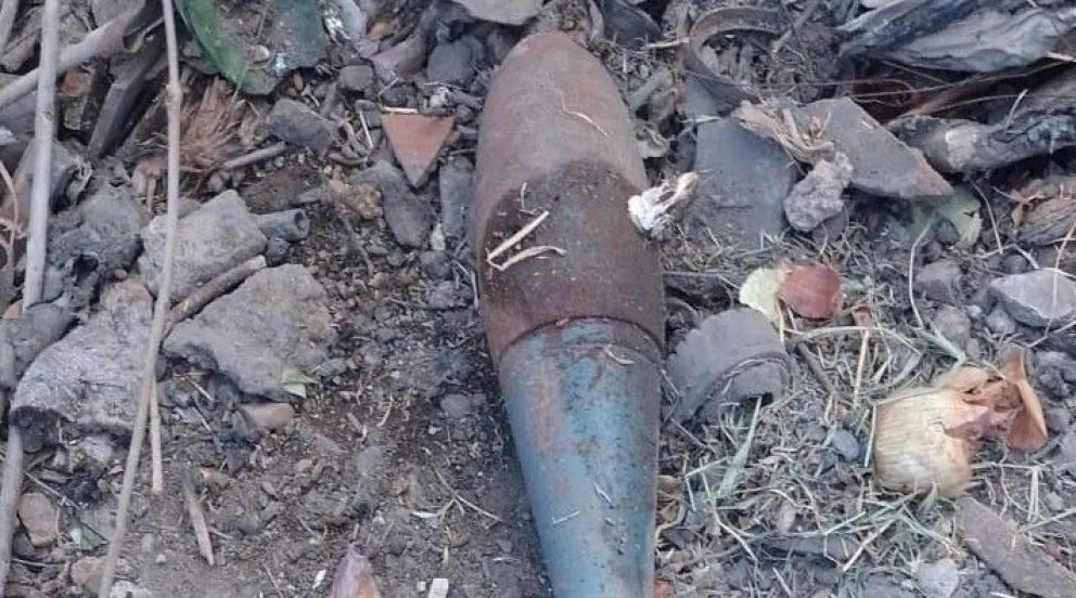 El misil de mortero fue hallado en Chacramonte y fue detonado. Foto (Gentileza).