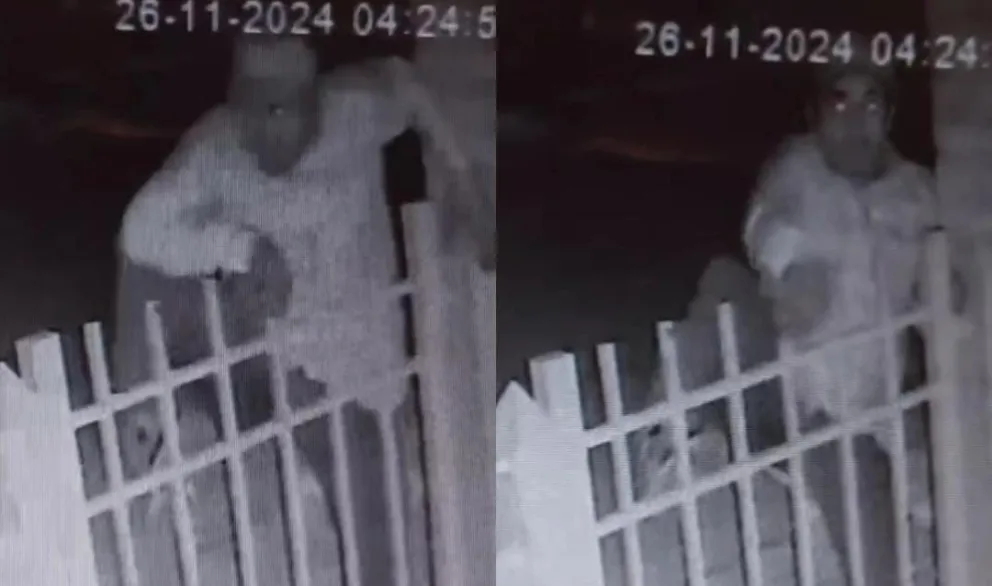 Insólito: trepó las rejas de una casa para robarse la cámaras de vigilancia, pero quedó registrado