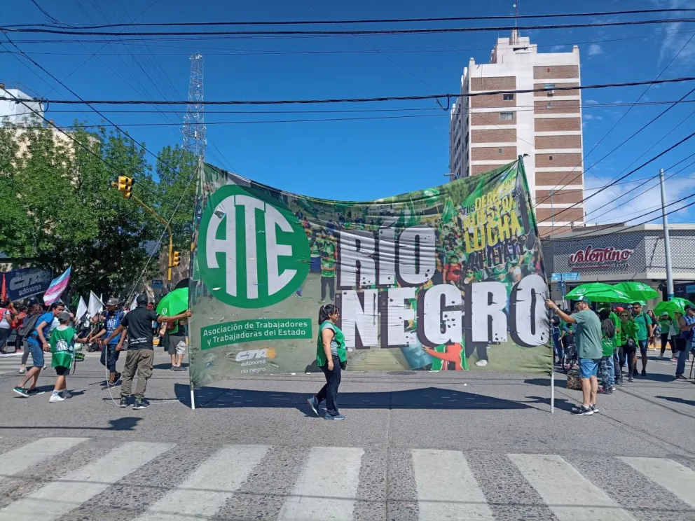 ATE junto a otras organizaciones sociales se movilizaron en el centro de Roca