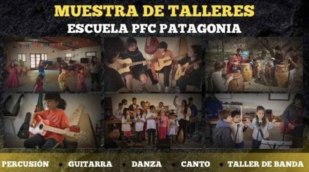 Habrá exposiciones de talleres de percusión, guitarra, danza y canto. (Foto: gentileza Escuela PFC Patagonia).