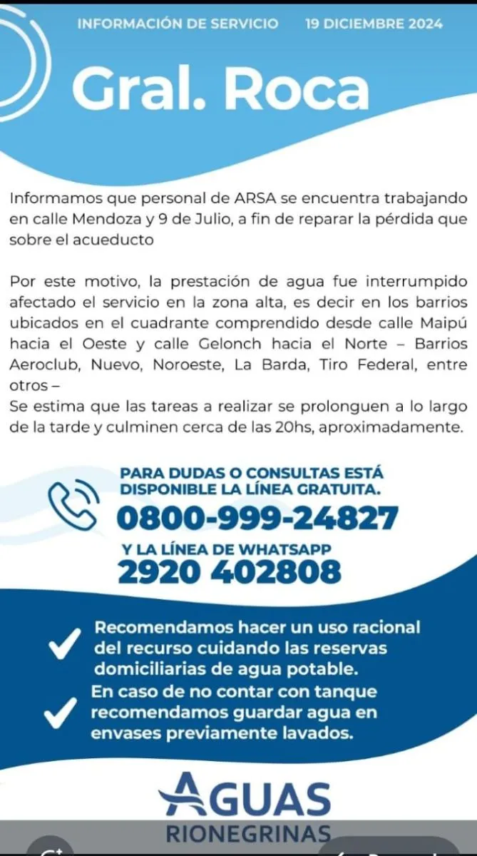 corte agua