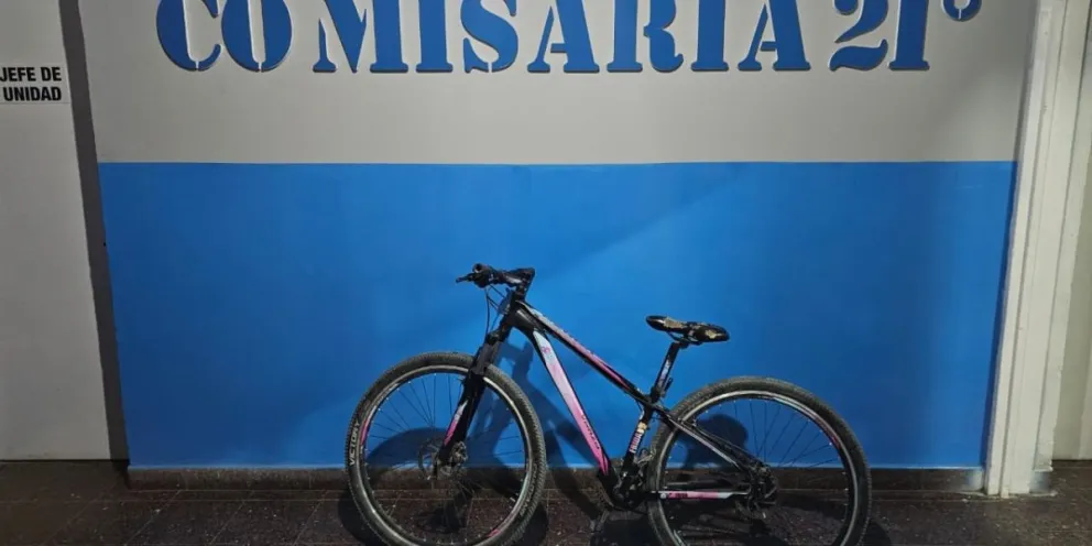 Fue trasladado junto a la bicicleta, que ingreso en calidad de secuestro, a la Unidad Policial N°21. (Foto: Policía de Río Negro).