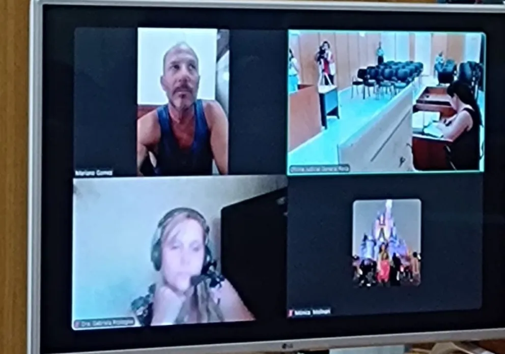 El periodista participa de la audiencia por Zoom desde Bahía Blanca (ANRoca).