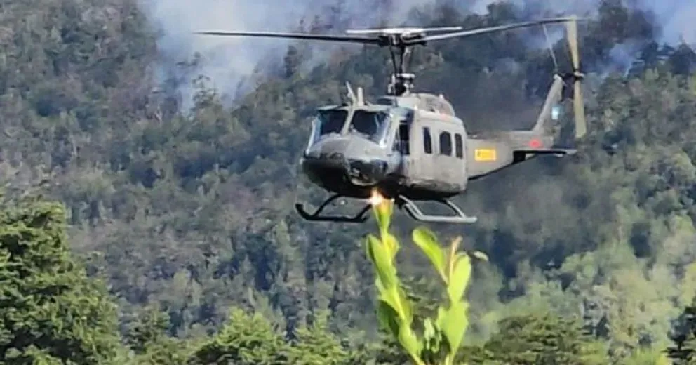 El incendio ayer estaba a 300 metros de las viviendas. Foto (El Cordillerano).