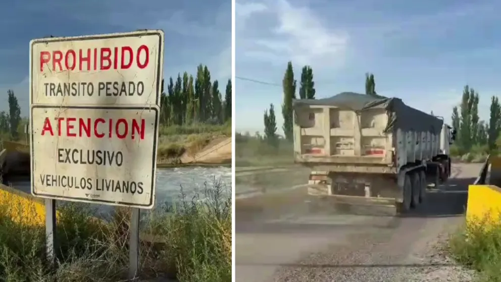 "Está prohibido y todos los días pasan muchísimos camiones", denunció uno de los vecinos. (Foto ANRoca)