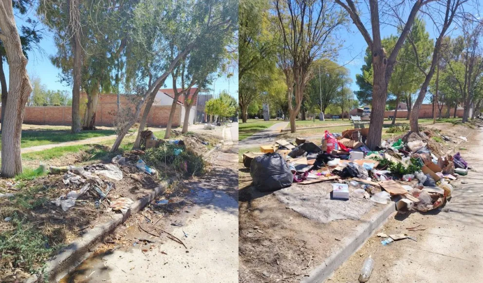 La plaza es uno de los lugares utilizado como basurero clandestino. Foto: (Gentileza)