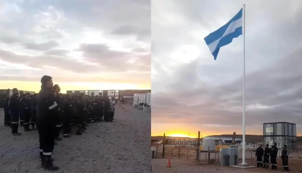 El acto incluyó el izamiento de la bandera argentina, acompañado por la lectura de un discurso . Foto (Miguel Soto).