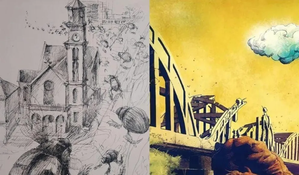 Rincones familiares de Roca se transforman en territorios apocalípticos. (Foto gentileza Néstor Confalonieri, Mario Diez y Guillermo Sera Serafín) 