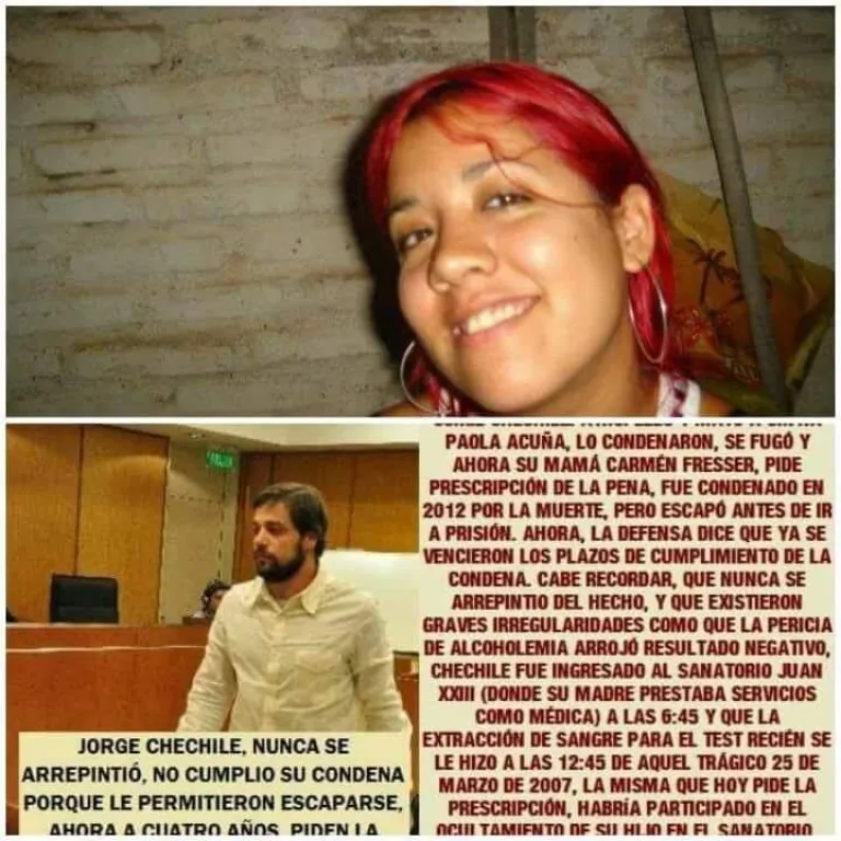 La familia de Paola nunca se cans&oacute; de reclamar la detenci&oacute;n de Chechile. Foto (Redes).