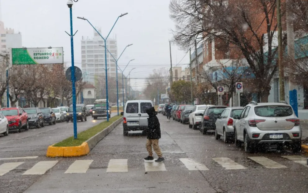 Copos tenues: así se vio la nieve este sábado, con un pronóstico que se cumplió en partes y dejó imágenes para el recuerdo. Foto (Tania Domenicucci-ANR).