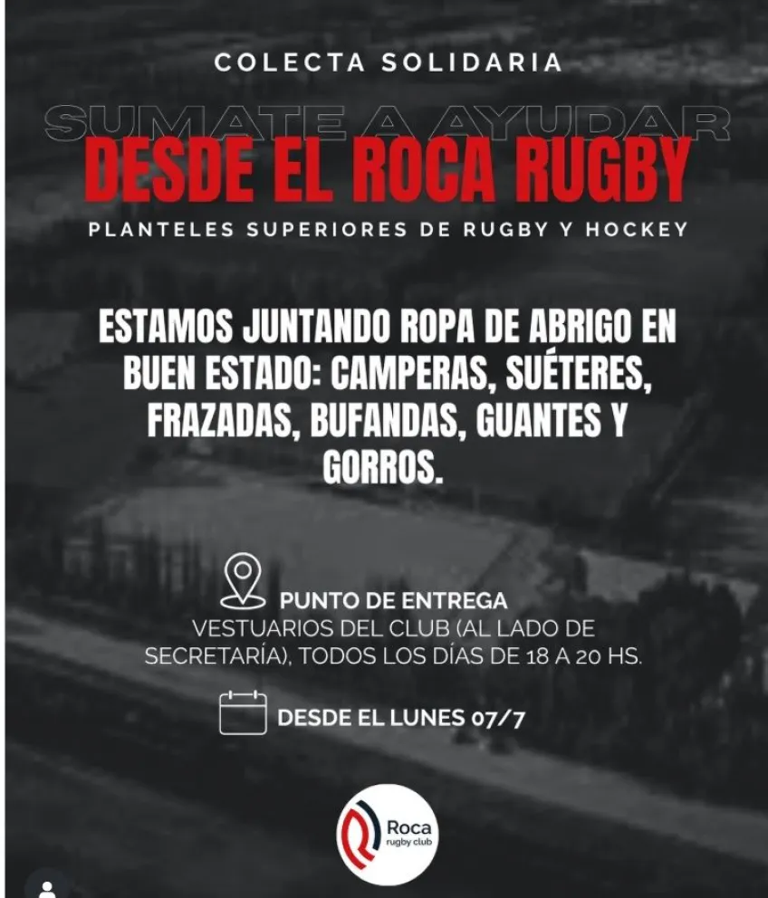 Colecta solidaria del Roca Rugby Club. Foto (Roca Rugby Club)