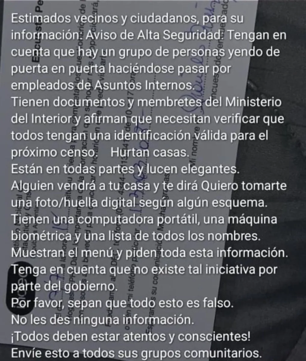 El mensaje que se volvi&oacute; a viralizar no es nuevo y no tiene sustento. Foto (Redes)