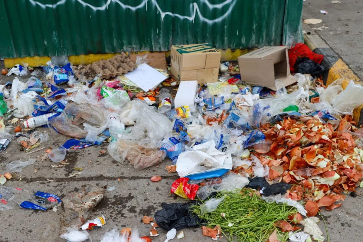 La basura se encontraba desparramada alrededor de los contenedores. Foto: (Tania Domenicucci)