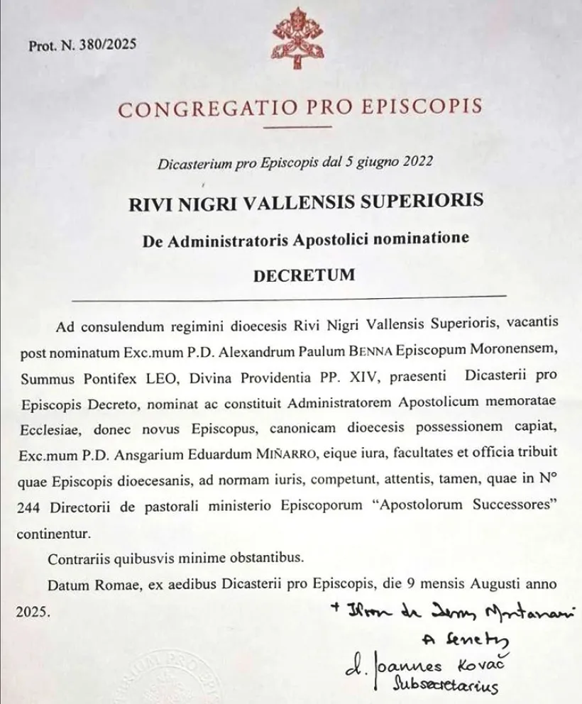 El decreto 380-2025 del Dicasterio para los Obispos. Foto (AICA.org)