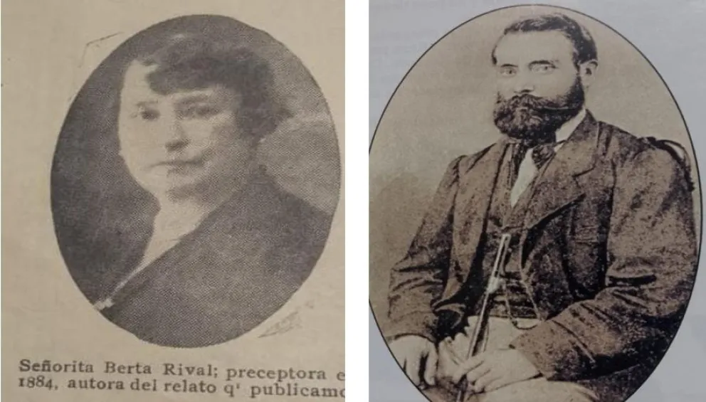 Francisco Rival y su hija Berta, primeros docentes de la ciudad de Roca, en el año 1.884. Foto (archivos diario Río Negro)