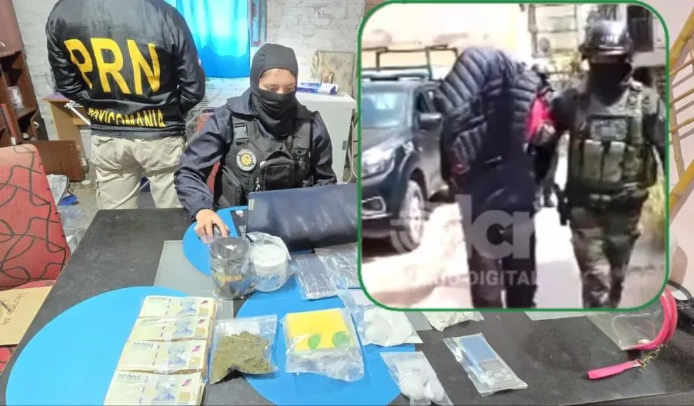 Dos personas fueron detenidas y quedaron imputadas en el marco de los procedimientos ordenados por el juez Greca. Ambos residen en San Martín. Foto: gentileza Policía RN