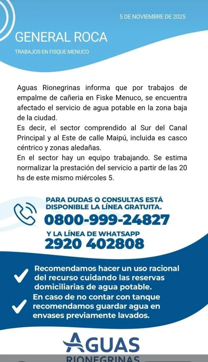 Corte de agua de ARSA. Foto: ARSA