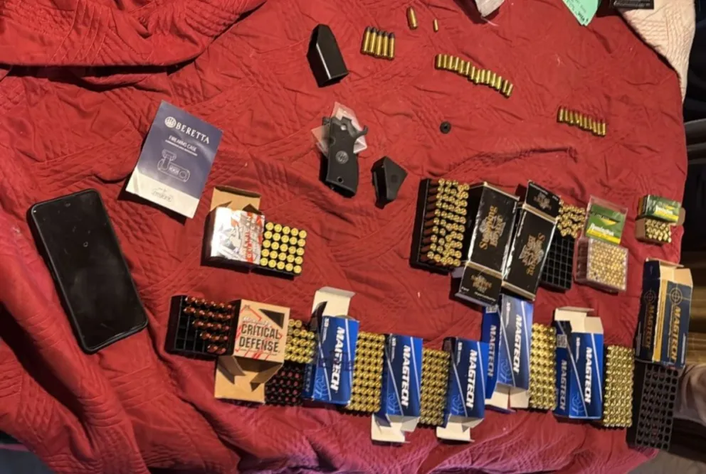 Durante el procedimiento, los agentes hallaron cartuchos de distintos calibres, vainas servidas y piezas compatibles con armas de fuego.
Foto: Policía de Río Negro