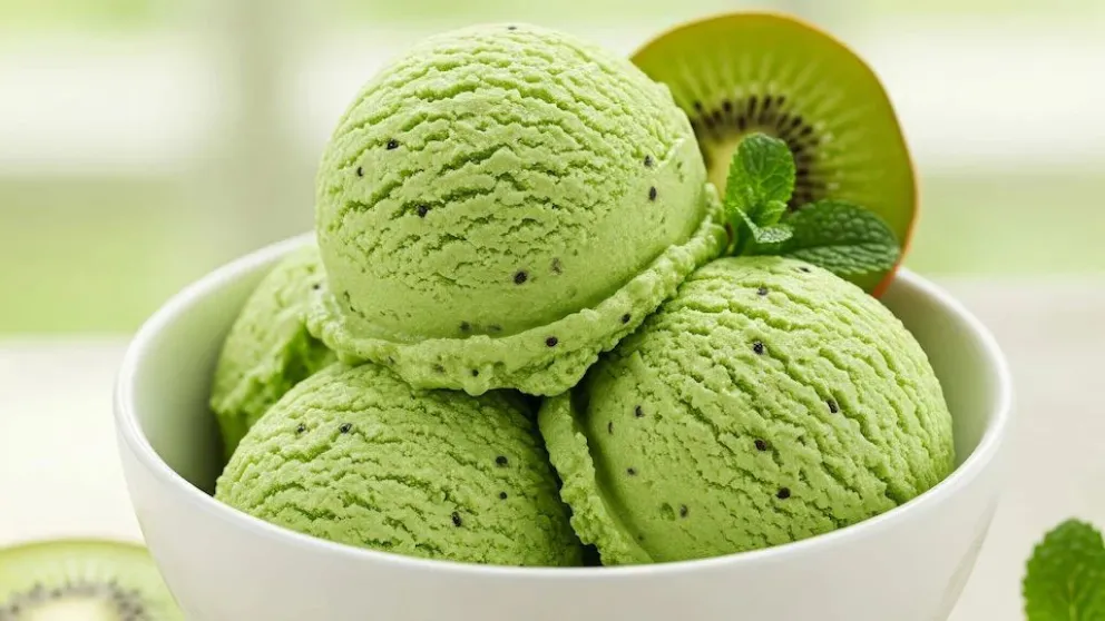 Helado de kiwi casero.