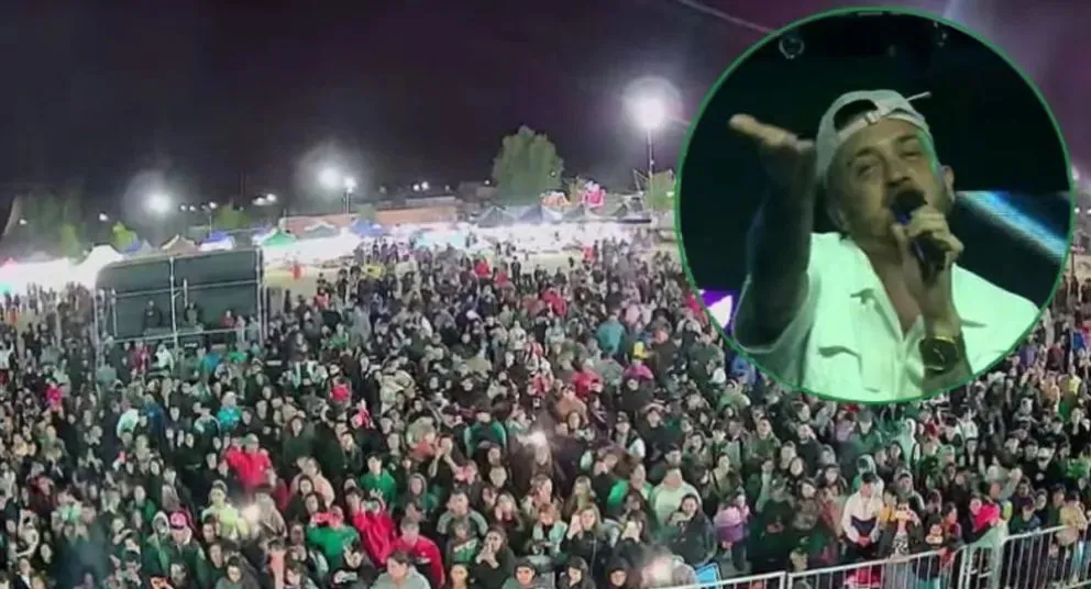 La comunidad celebra su centenario en la calle principal y los espectáculos artísticos y gratuitos se concentran en la cancha del club. Foto: captura transmisión.