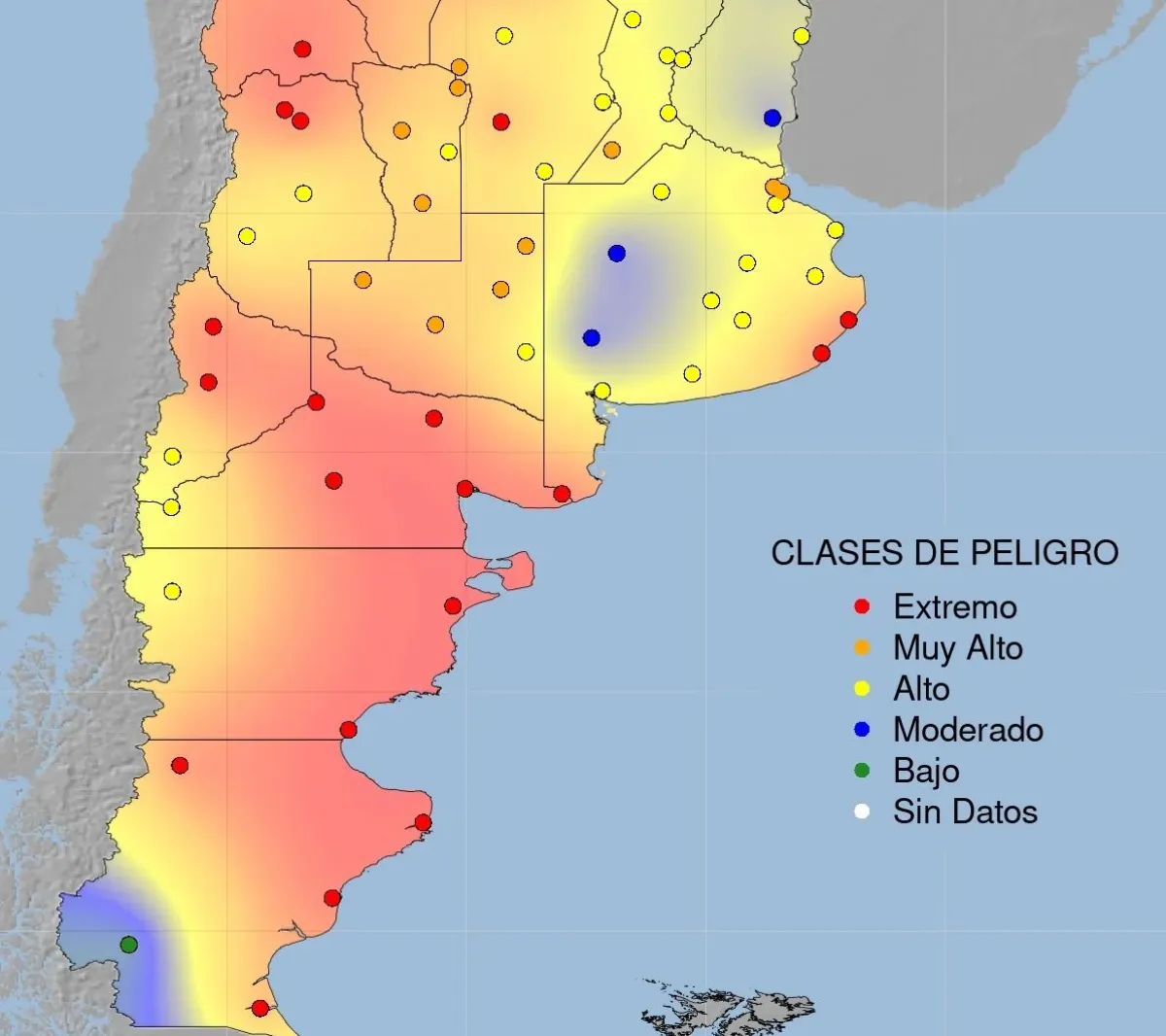 El &iacute;ndice de peligro de incendios forestales emitido por el Servicio Nacional del Manejo del Fuego