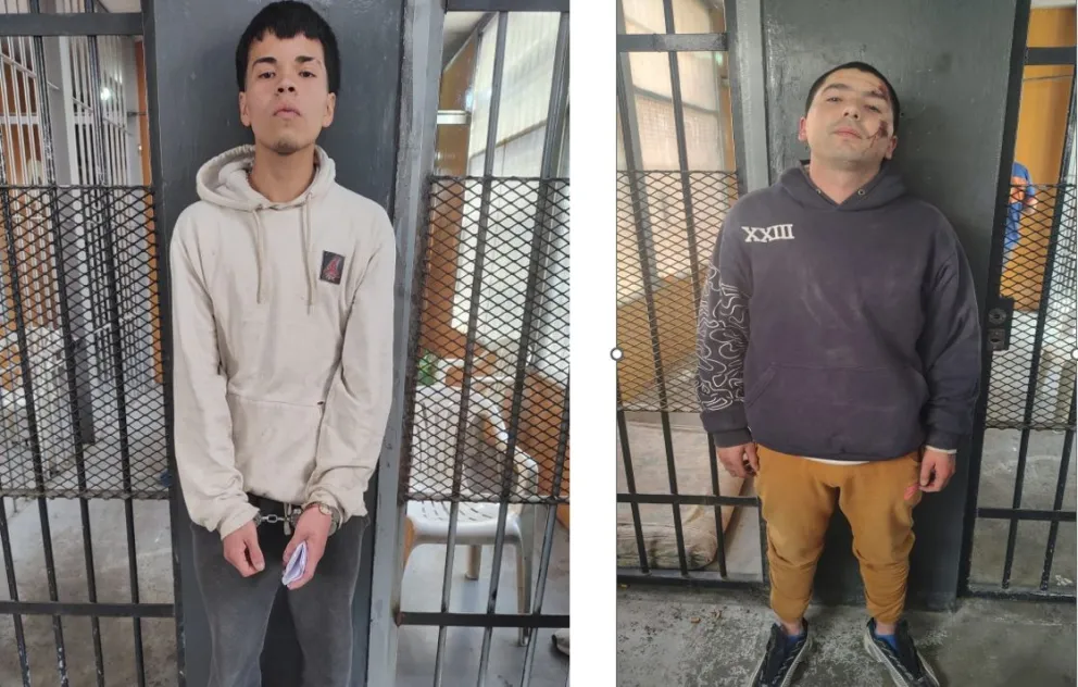 La fuga de Luca Torres (buzo blanco) y Ramiro Sosa (marrón) fue detectada alrededor de las 2.30 y la policía mantiene operativo de búsqueda para dar con los dos internos. Foto: archivo