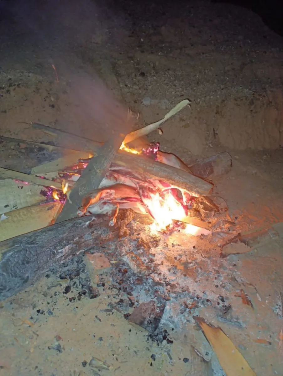 La carne ovina decomisada fue incinerada por carecer de documentaci&oacute;n sanitaria y por infringir la Ley Provincial 2534. Foto: Polic&iacute;a de R&iacute;o Negro