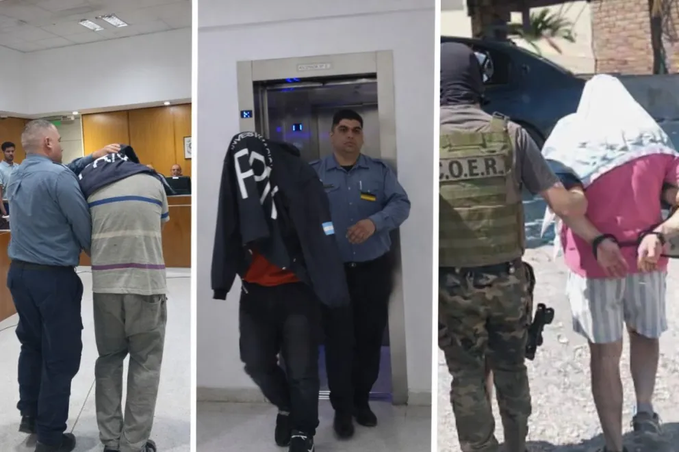 Tres hombres fueron imputados este mediodía por las entraderas ocurridas en el Alto Valle y son investigados por asociación ilícita. Foto: Tania Domenicucci ANR-Policía Río Negro