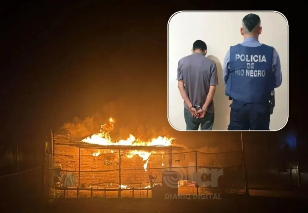 Tras la detención, el sujeto fue llevado a la Subcomisaría 66 y quedó vinculado a una causa por amenazas y daños por incendio. Foto Policía RN.