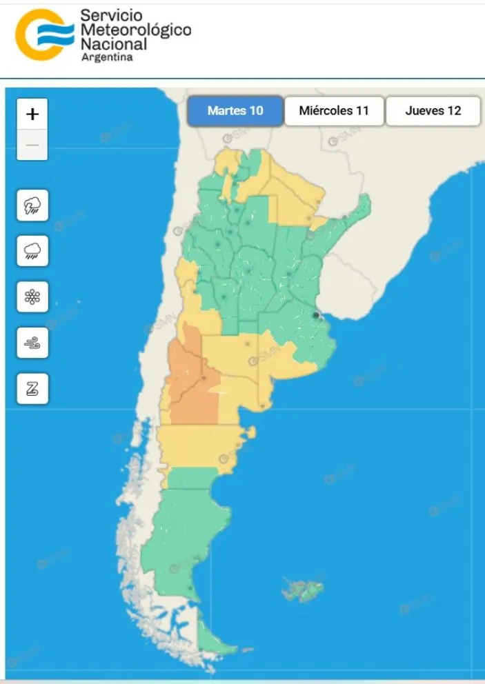 Desde el Servicio Meteorol&oacute;gico recordaron que los niveles de alerta pueden modificarse. Foto (SMN)